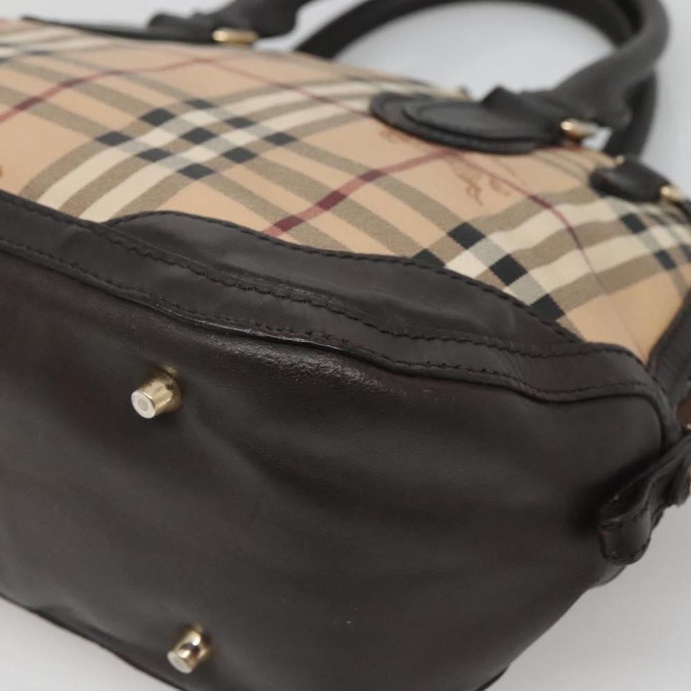 BURBERRY Nova Check Hand Bag PVC Beige Gold Auth 124791 - Picture 15 of 16
